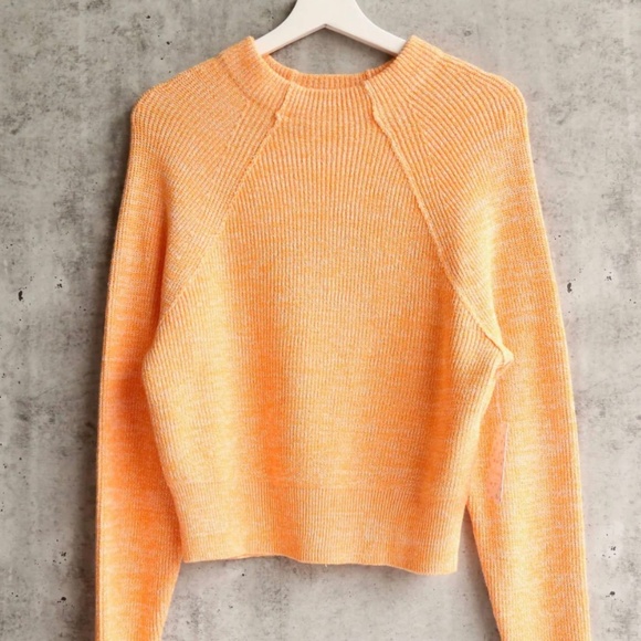 Free People Mock Neck Pullover Sweater Orange Zest Size XS - Picture 1 of 12